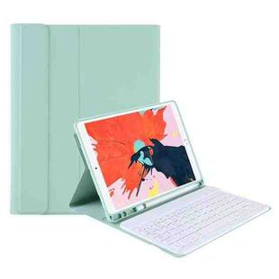 T098B Candy Color Skin Feel Texture Bluetooth Keyboard Leather Case with Pen Holder For iPad Air 4 10.9 2020 / Air 5 10.9 2022 (Light Green)