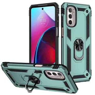 For Motorola Moto G Stylus 2022 Shockproof TPU + PC Phone Case with Holder(Dark Green)