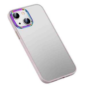 For iPhone 13 Colorful Metal Lens Ring Matte PC + TPU Phone Case(Pink)