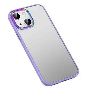 For iPhone 13 Colorful Metal Lens Ring Matte PC + TPU Phone Case(Purple)
