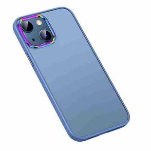 For iPhone 13 Colorful Metal Lens Ring Matte PC + TPU Phone Case(Blue)