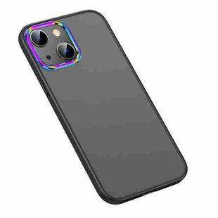 For iPhone 13 mini Colorful Metal Lens Ring Matte PC + TPU Phone Case (Black)