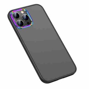 For iPhone 13 Pro Max Colorful Metal Lens Ring Matte PC + TPU Phone Case (Black)