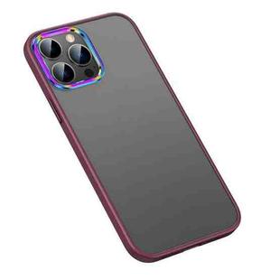 For iPhone 13 Pro Max Colorful Metal Lens Ring Matte PC + TPU Phone Case (Red)