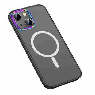 For iPhone 13 MagSafe Colorful Metal Lens Ring Matte PC + TPU Phone Case(Black)