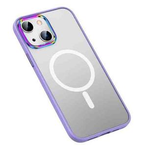 For iPhone 13 mini  MagSafe Colorful Metal Lens Ring Matte PC + TPU Phone Case(Purple)