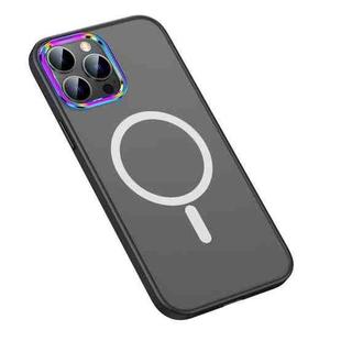 For iPhone 13 Pro For  iPhone 13 Pro MagSafe Colorful Metal Lens Ring Matte PC + TPU Phone Case(Black)