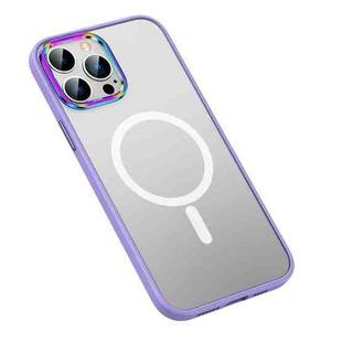 For iPhone 13 Pro Max  MagSafe Colorful Metal Lens Ring Matte PC + TPU Phone Case(Purple)