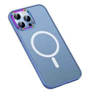 For iPhone 13 Pro Max  MagSafe Colorful Metal Lens Ring Matte PC + TPU Phone Case(Blue)