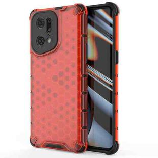 For OPPO Find X5 Pro Shockproof Honeycomb PC + TPU Phone Case(Red)