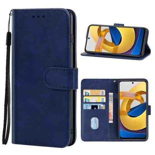 Leather Phone Case For Xiaomi Poco M4 5G(Blue)