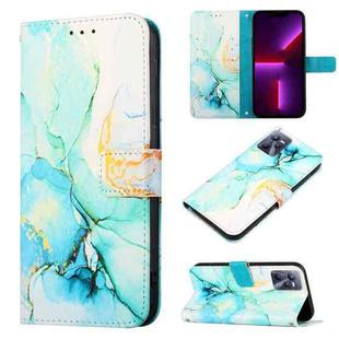 For OPPO Realme C35 PT003 Marble Pattern Flip Leather Phone Case(Green LS003)