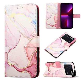 For Xiaomi Poco M4 Pro 4G PT003 Marble Pattern Flip Leather Phone Case(Rose Gold LS005)