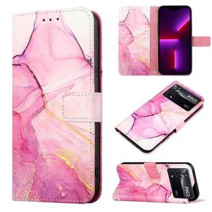 For Xiaomi Poco X4 Pro 5G PT003 Marble Pattern Flip Leather Phone Case(Pink Purple Gold LS001)