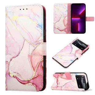 For Xiaomi Poco X4 Pro 5G PT003 Marble Pattern Flip Leather Phone Case(Rose Gold LS005)