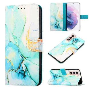 For Samsung Galaxy S21+ 5G PT003 Marble Pattern Flip Leather Phone Case(Green LS003)