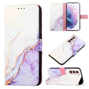 For Samsung Galaxy S21+ 5G PT003 Marble Pattern Flip Leather Phone Case(White Purple LS006)