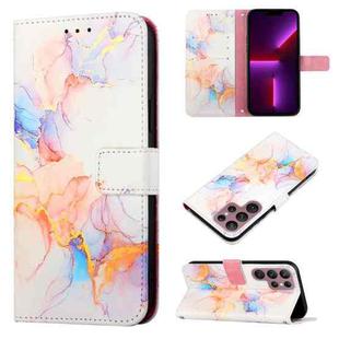 For Samsung Galaxy S22 Ultra 5G PT003 Marble Pattern Flip Leather Phone Case(Galaxy Marble White LS004)