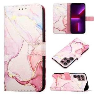 For Samsung Galaxy S22 Ultra 5G PT003 Marble Pattern Flip Leather Phone Case(Rose Gold LS005)