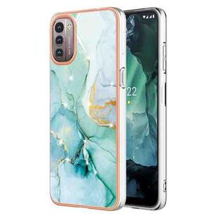 For Nokia G21 / G11 Electroplating Marble Pattern Dual-side IMD TPU Phone Case(Green 003)
