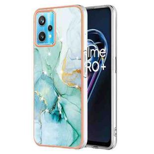 For Realme 9 Pro+ Electroplating Marble Pattern Dual-side IMD TPU Phone Case(Green 003)