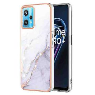 For Realme 9 Pro+ Electroplating Marble Pattern Dual-side IMD TPU Phone Case(White 006)
