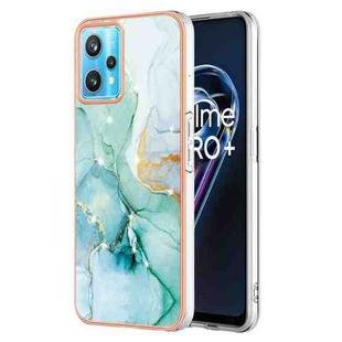 For Realme 9 Pro Electroplating Marble Pattern Dual-side IMD TPU Phone Case(Green 003)