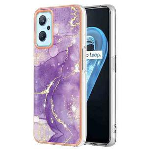 For Realme 9i Electroplating Marble Pattern Dual-side IMD TPU Phone Case(Purple 002)