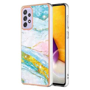 For Samsung Galaxy A13 4G Electroplating Marble Pattern Dual-side IMD TPU Phone Case(Green 004)