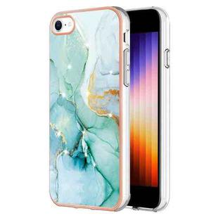 For iPhone SE 2022 / SE 2020 / 8 / 7 Electroplating Marble Pattern Dual-side IMD TPU Shockproof Phone Case(Green 003)