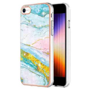 For iPhone SE 2022 / SE 2020 / 8 / 7 Electroplating Marble Pattern Dual-side IMD TPU Shockproof Phone Case(Green 004)