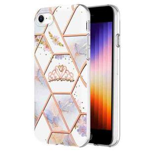 For iPhone SE 2022 / SE 2020 / 8 / 7 Electroplating Splicing Marble Flower Pattern TPU Shockproof Phone Case(Crown)
