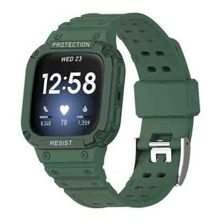 22mm Silicone Integrated Watch Band(Dark Green+Green Frame)