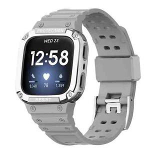 22mm Silicone Integrated Watch Band(Moonlight Grey+Silver Frame)