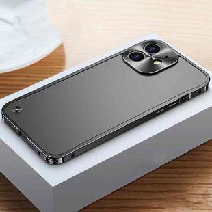For iPhone 12 Metal Frame Frosted Case(Black)