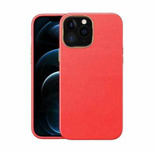 Electroplating Leather Texture PC + TPU Phone Case For iPhone 12 Pro(Red)