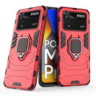 For Xiaomi Poco M4 Pro 4G Shockproof PC + TPU Protective Phone Case with Magnetic Ring Holder(Red)