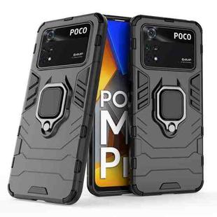 For Xiaomi Poco M4 Pro 4G Shockproof PC + TPU Protective Phone Case with Magnetic Ring Holder(Black)