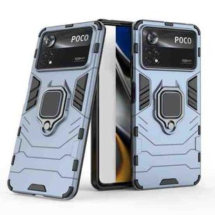 For Xiaomi Poco X4 Pro 5G Shockproof PC + TPU Protective Phone Case with Magnetic Ring Holder(Navy Blue)