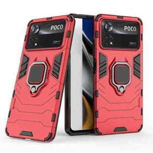 For Xiaomi Poco X4 Pro 5G Shockproof PC + TPU Protective Phone Case with Magnetic Ring Holder(Red)