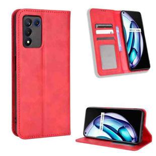 For OPPO Realme Q3T / Q3S Magnetic Buckle Retro Texture Leather Phone Case(Red)
