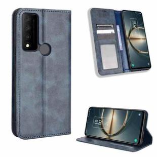 For TCL 30V 5G Magnetic Buckle Retro Texture Leather Phone Case(Blue)