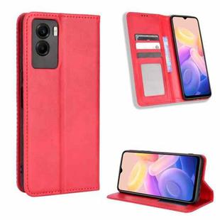 For vivo Y55s 5G Magnetic Buckle Retro Texture Leather Phone Case(Red)