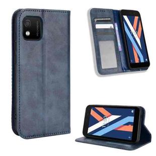 For Wiko Y52 Magnetic Buckle Retro Texture Leather Phone Case(Blue)