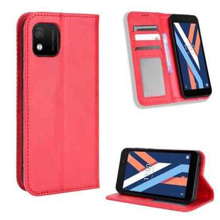 For Wiko Y52 Magnetic Buckle Retro Texture Leather Phone Case(Red)