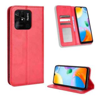For Xiaomi Redmi 10C Magnetic Buckle Retro Texture Leather Phone Case(Red)