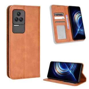 For Xiaomi Redmi K50 / K50 Pro Magnetic Buckle Retro Texture Leather Phone Case(Brown)