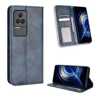 For Xiaomi Redmi K50 / K50 Pro Magnetic Buckle Retro Texture Leather Phone Case(Blue)