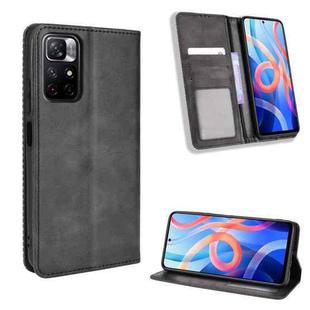 For Xiaomi Poco M4 Pro 5G Big Hole Magnetic Buckle Retro Texture Leather Phone Case(Black)