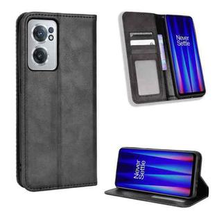 For OnePlus Nord CE 2 5G Magnetic Buckle Retro Texture Leather Phone Case(Black)